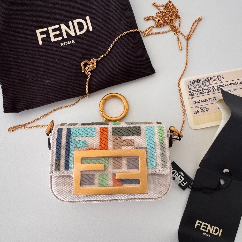 NWT FENDI Nano Baguette Canvas Charm